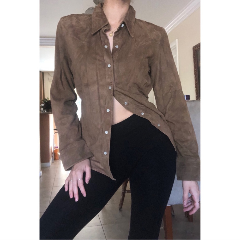 Festival Gap suede leather pearlized Button shirt - Picture 3 of 7